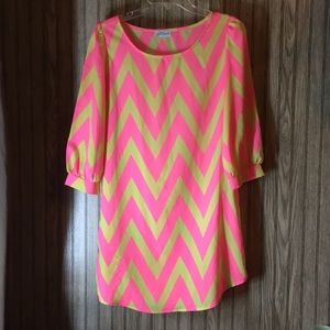 Pink & Yellow Neon Long Sleeve Dress